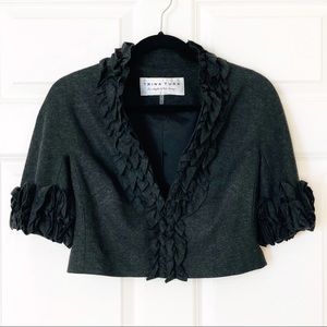 Trina Turk Cropped Jacket Bolero Style with Ruffle Trim